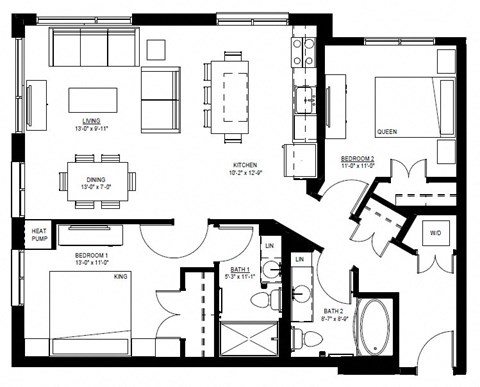 1500 Nicollet_2 Bedroom Floor Plan  at 1500 Nicollet, Minneapolis, MN, 55403